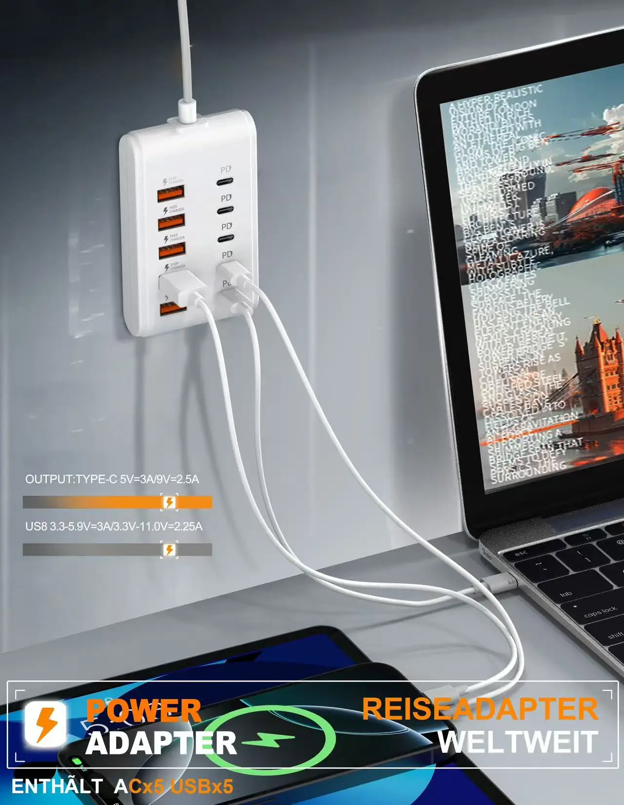 USB Charger Multi Ports Type C Fast Charging Power Socket Desktop Quick Charge… - Image 13