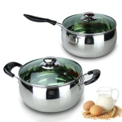 Stainless Steel Milk Pot Non-stick Soup Pots Pans Kitchen Cooking Wok Suitable For…