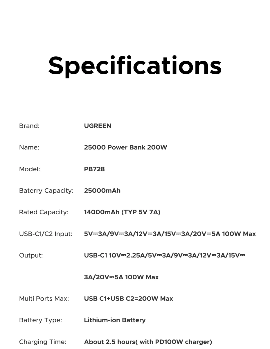 UGREEN Nexode Pro 200W 25000mAh Power Bank Retractable Cables Portable PD External… - Image 25
