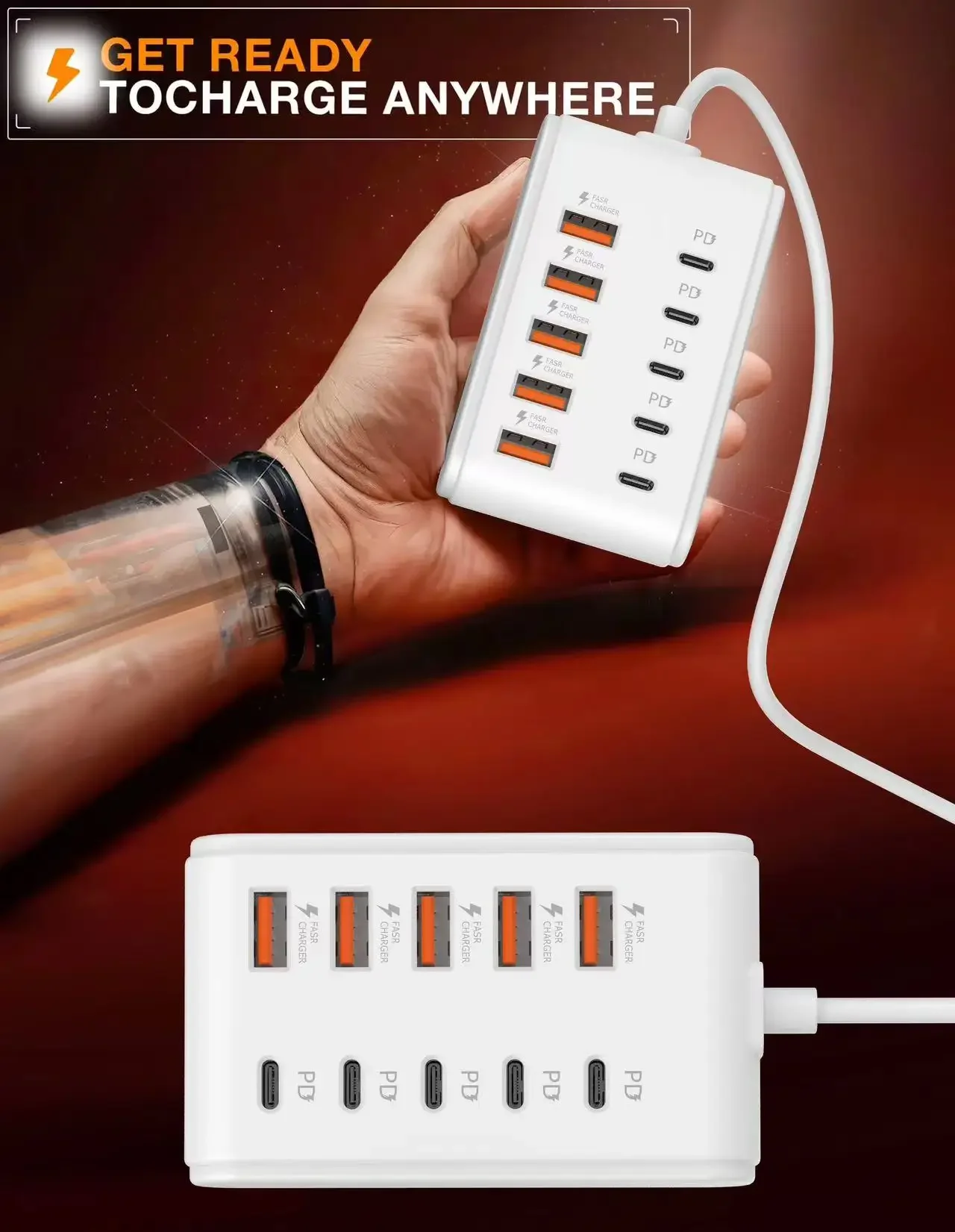 USB Charger Multi Ports Type C Fast Charging Power Socket Desktop Quick Charge… - Image 8