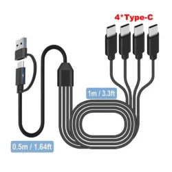 USB C Splitter Multi Charging Cable,USB A/C to Type C Charging Cord, with 4 Type-C…