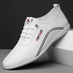 2024 casual men leather shoes Versatile Business White footwear Fashion anti slip comfortable loafers male new lightweight flat
