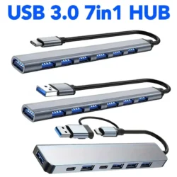 7 In 1 USB 3.0 HUB Type C USB-A Hub Splitter 7 Port USB3.0 With USB-C High Speed…