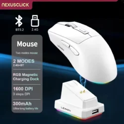 NexusClick Lightweight RGB Backlit Dual Mode Wireless Mouse,Magnetic Charging…