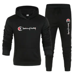 2025 Men's Tracksuit Hooded Sweatshirt+Sweatpants 2 Pcs Sets Sports Suit Casual…