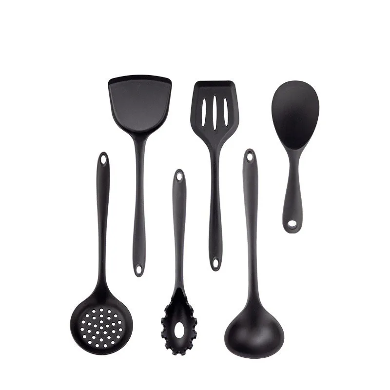 Black Silicone Cooking Utensils Set Non-Stick Pan Baking Tools Kitchenware Slotted… - Image 8