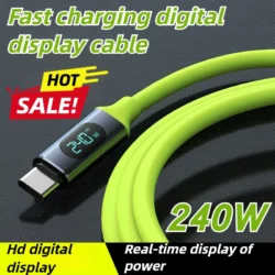 2026 NEW 240W USB C Cable Dual Type C A To C Cord with Digital Screen Monitor Time…
