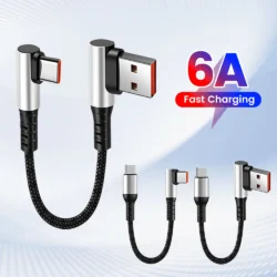 90 Degree Elbow Short Cable USB A Type C to Type C Cable Fast Charging Data Cord…