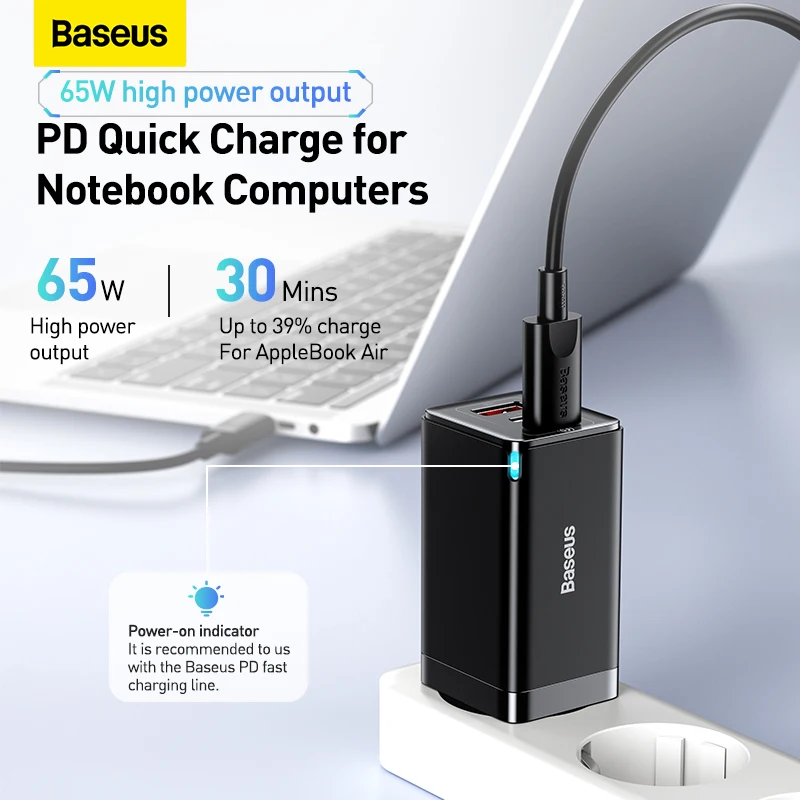 Baseus GaN 65W USB C Charger Quick Charge 4.0 3.0 QC4.0 QC PD3.0 PD USB-C Type C… - Image 2