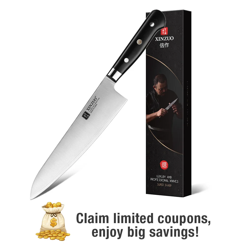 XINZUO 210mm Chef Knife 3 Layer 440C Core Clad Steel Kitchen Knives Stainless… - Image 2