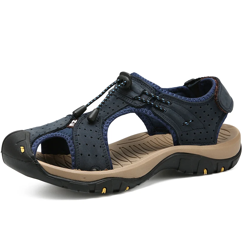 Brand Men's Sandals Summer Genuine Leather Sandals Outdoor Men Beach Shoes Rome Sandals Comfortable Large Size Men Casual Shoes - Image 7