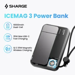 SHARGE Qi 2.2 25W Power Bank Wireless Fast Charge 10000mAh Type C Cable for…