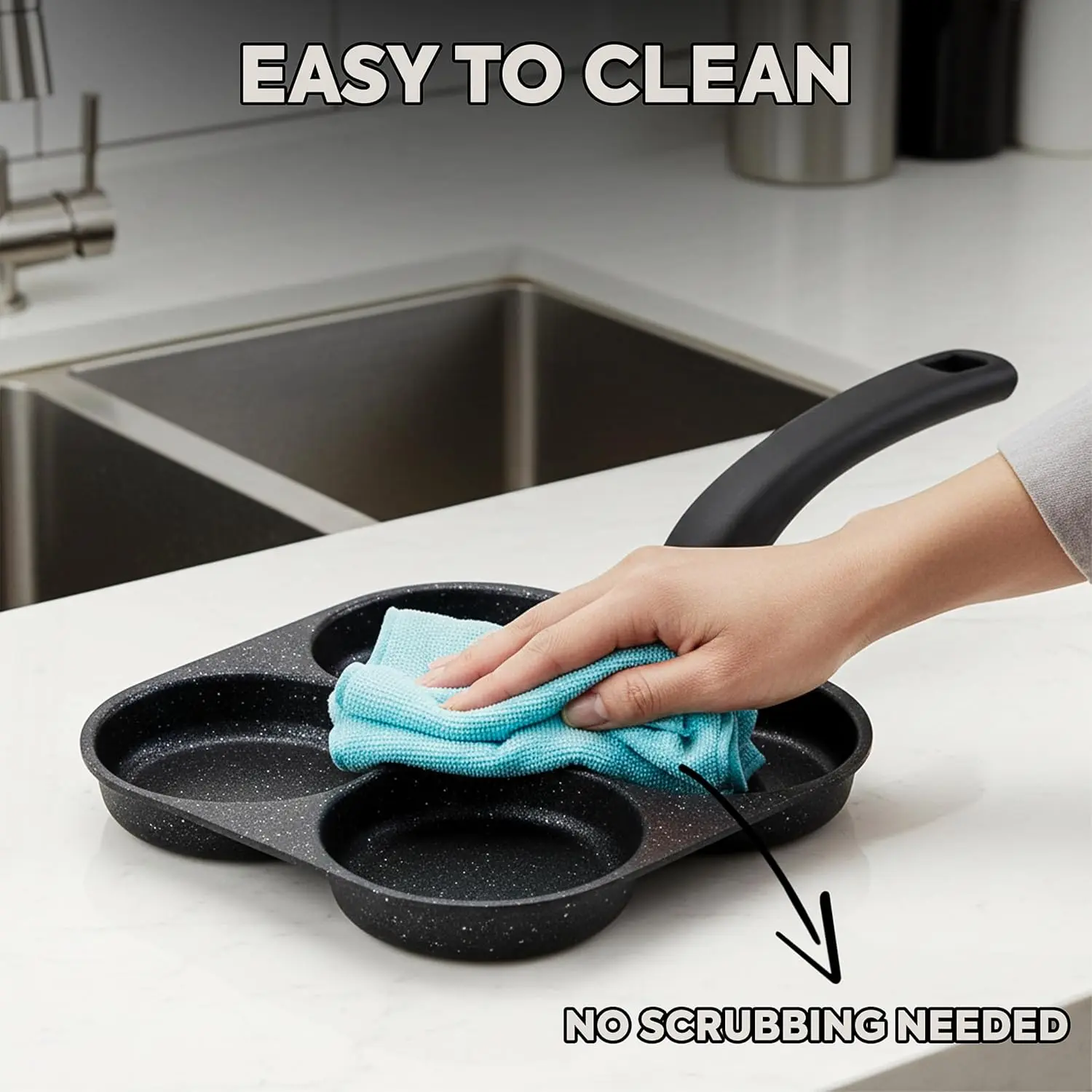 Egg Frying Pan Nonstick Pancake Pans 4-Cups Cookware Pancake Pan Egg Pan Suitable… - Image 4