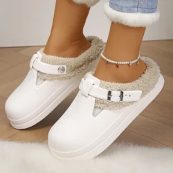 Winter Warm Fluffy Clogs Slippers Women Eva Waterproof Non Slip Home Slides Woman…