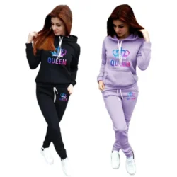 2026 New Women's Tracksuit Print Casual Hooded Sweatshirts 2 Pcs Suit Daily Street…