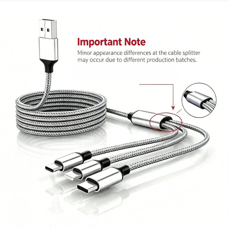 3-In-1 Braided Nylon Data Cable, 120cm/1.2m Long, Supports USB To Type-C, IP And… - Image 5
