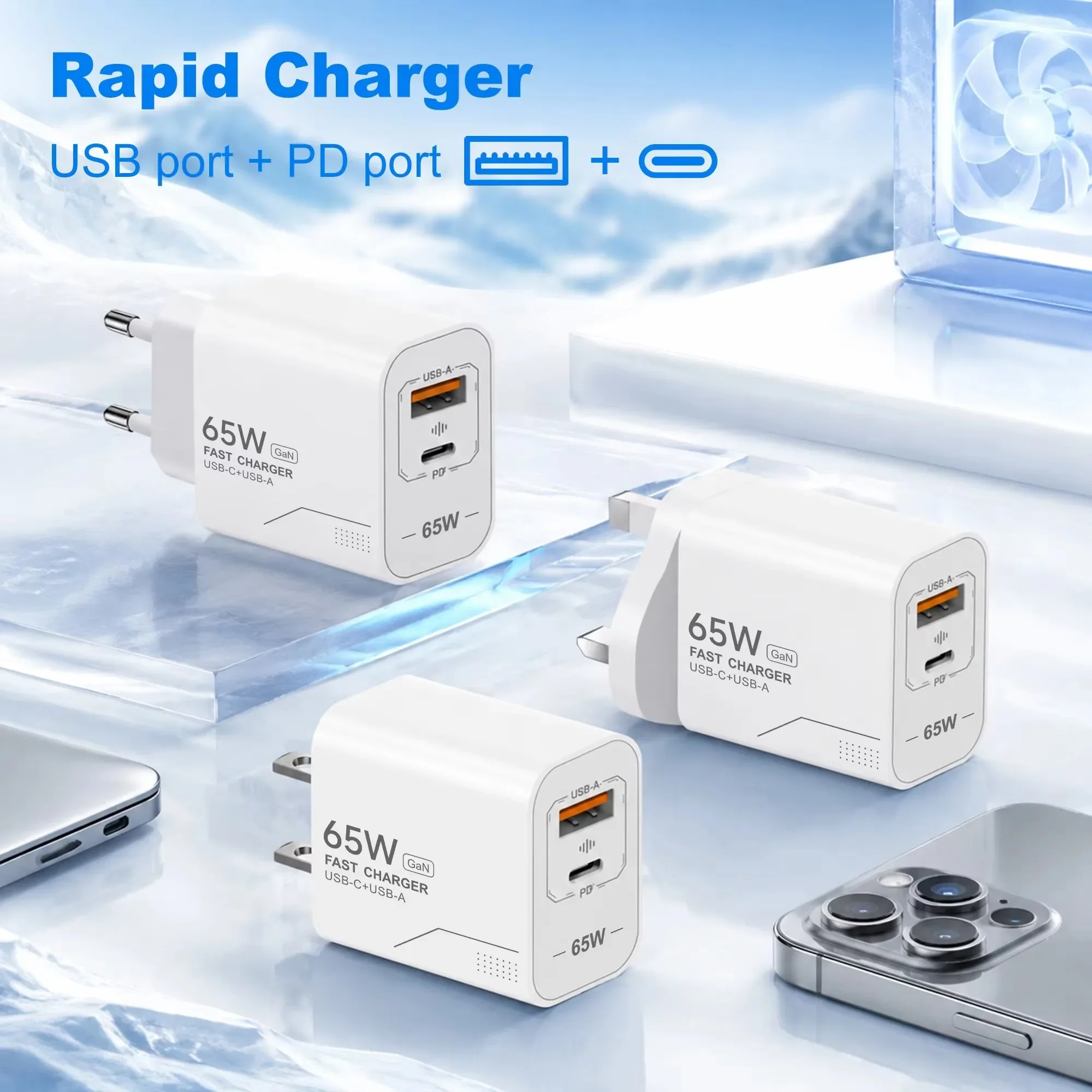 USB 65W GaN Charger 2-Port Fast Charging Charger Type C High Speed Charge Mobile… - Image 13
