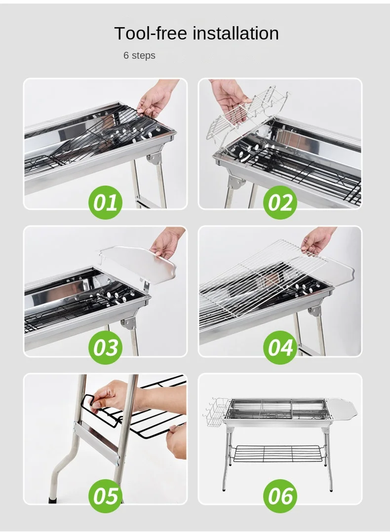 Household Barbecue Outdoor Thickened Stainless Steel Grill BBQ Wood Charcoal Grill… - Image 16