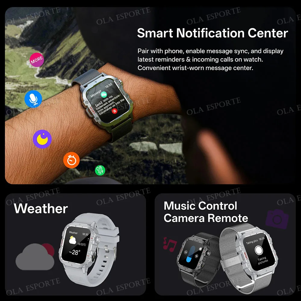 2025 New Military Smart Watch Men IP67 3ATM Waterproof Outdoor Sports Fitness Tracker Health Monitor 1.44" BT Call Smartwatch H1 - Image 2