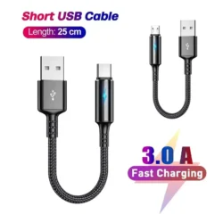 0.25m Short Cable Micro USB Cable Type C Data Cord Fast Charging Data Cable…