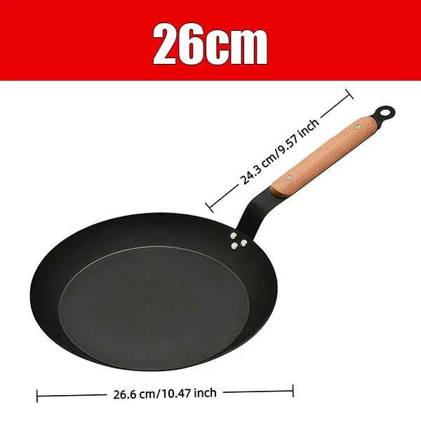 Carbon Steel Cooking Skillet Non Stick Frying Pans with Wooden Handle Hammered… - Image 9