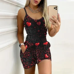 Fashion Elegant Sleeveless Dress Sexy Mini Skirt Women's Casual Slim Skirt Printe…