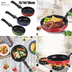12/14/16/18cm Frying Pan Non-Stick Stainless Steel Frypan Pot Saucepan Steak…