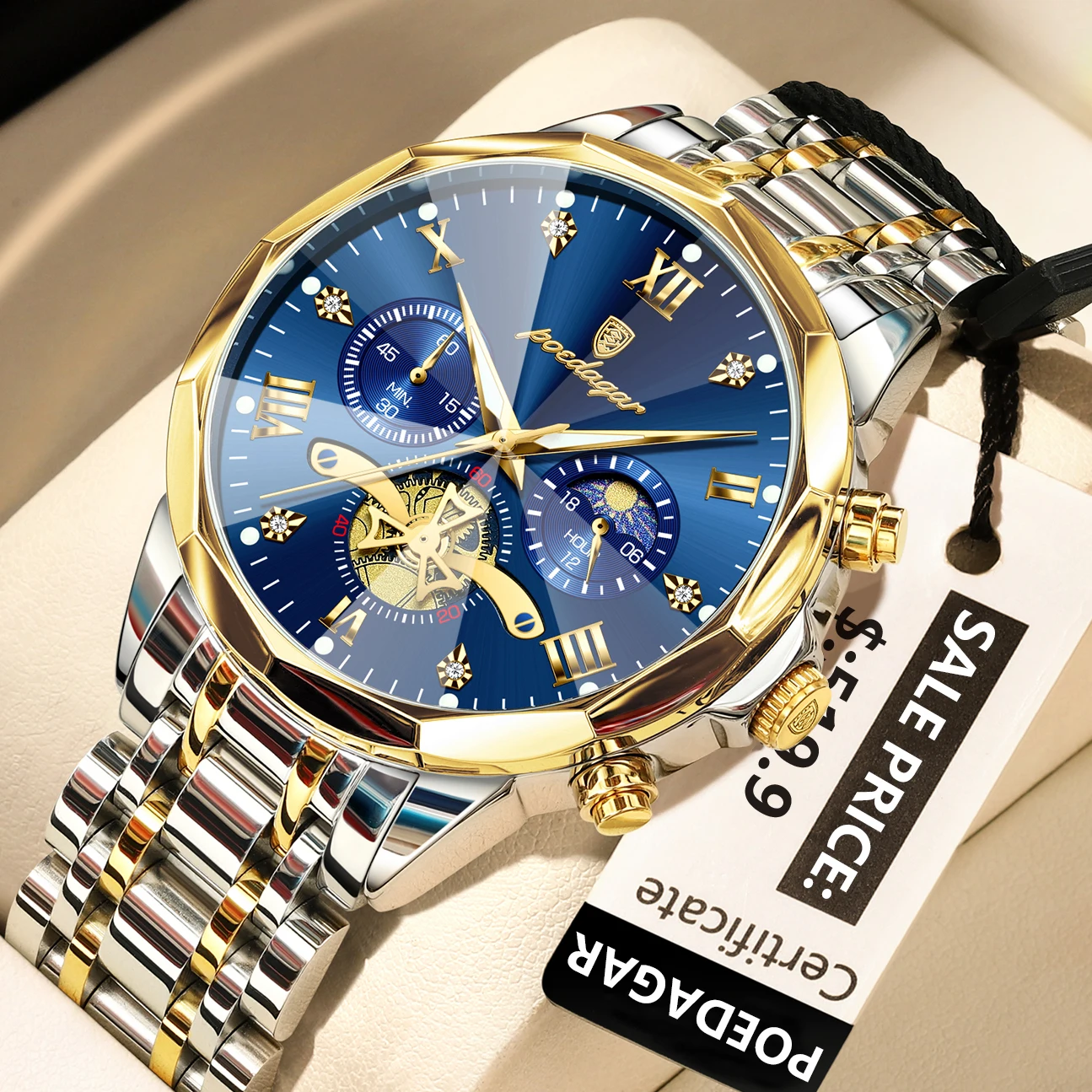 POEDAGAR Luxury Men Watch Top Original Waterproof Luminous Chronograph Man Wristwatch Stainless Steel Quartz Men's Watches Reloj - Image 11