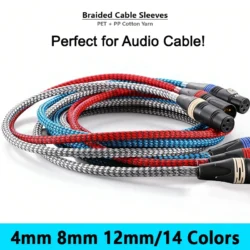 4 8 12mm Expandable Braided Cable Sleeve PP Cotton+PET Yarn Wire Protecting…