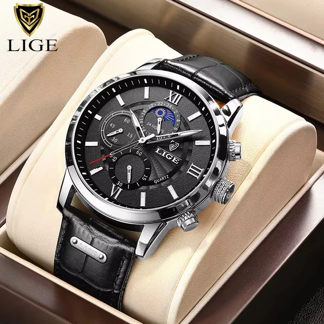 2025 New Mens Watches LIGE Top Brand Luxury Leather Casual Quartz Watch Men's Sport Waterproof Clock Watch Relogio Masculino+Box - Image 15