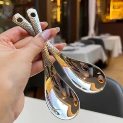 2pcs Stainless Steel Spoon Set- Large Capacity, Mirror Polished Cutlery, Suitable…