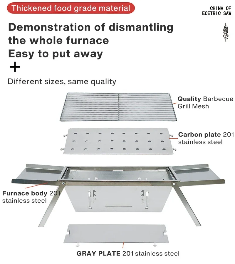 Stainless Steel Folding Barbecue Grill For Home And Outdoor Charcoal Kebabs… - Image 15
