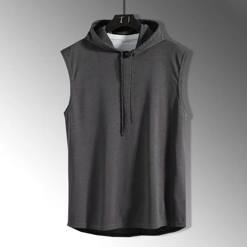 Solid Color 2023 Brand New Men's Tank Tops Vest Sleeveless Tees For Male Hooded Man Vests Tops Hip Hop Men Tank Top T shirt - Image 14