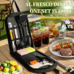 Portable outdoor utensils set of 10 pieces outdoor barbecue camping kitchen…