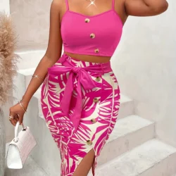 Women's cami top and tie-up skirt set