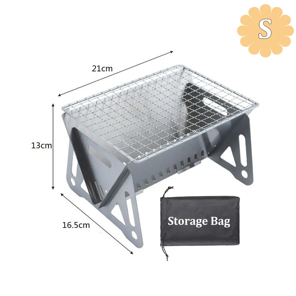 Compact Portable BBQ Grill Stainless Steel Folding Charcoal Stove with Carry Bag for Outdoor Camping Backyard & Picnic Use - Image 8
