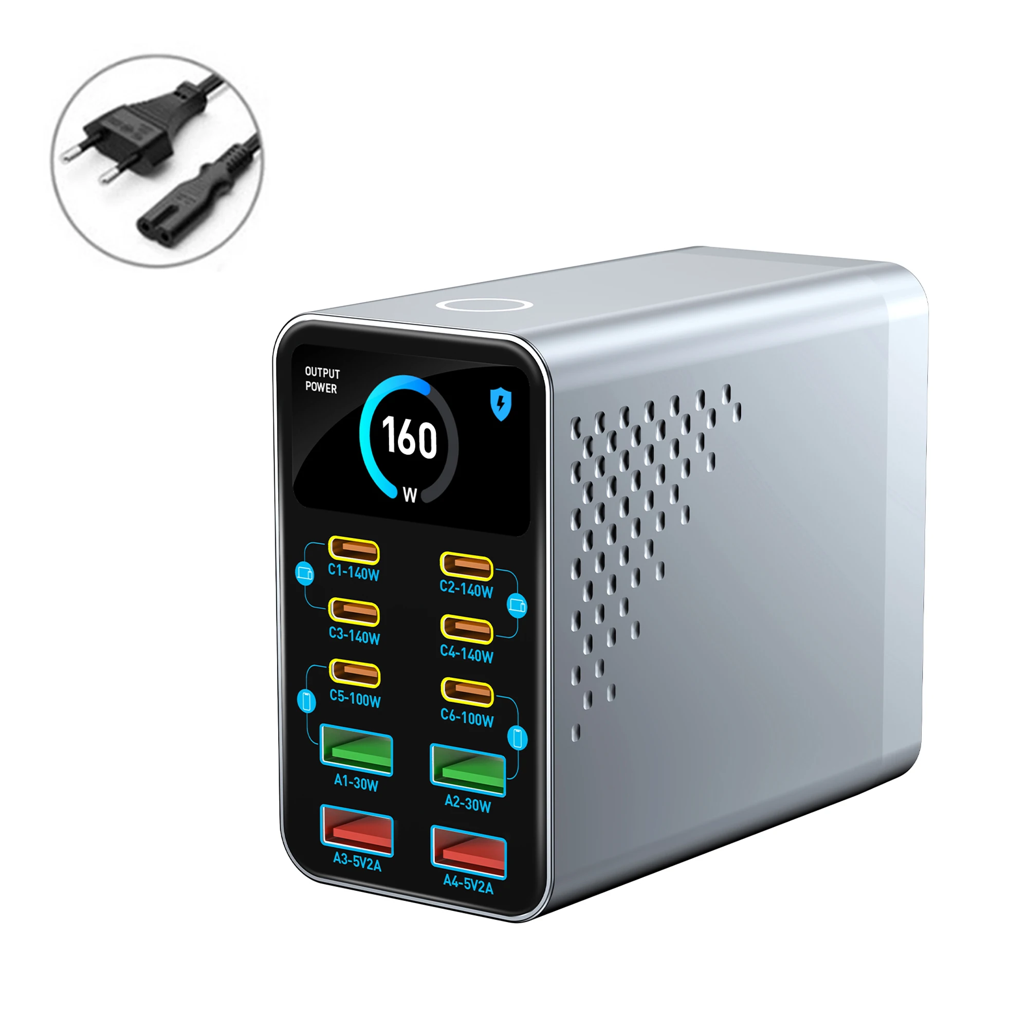 USB Type C GaN Charger Ai Display 10 in 1 Desktop Power Station Fast PD Charge For… - Image 10