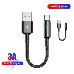 0.25m USB to Type C / Micro USB Cable Fast Charging Data Cable Short Portable Mini…