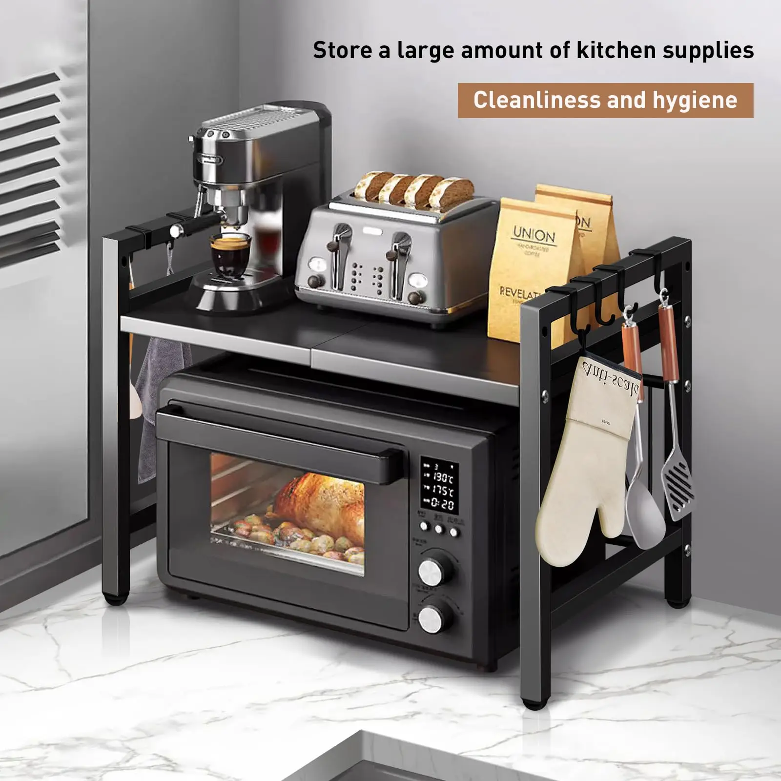 1pc Expandable 42-64cm Microwave Shelf Organizer, Moisture And Rust Proof… - Image 4