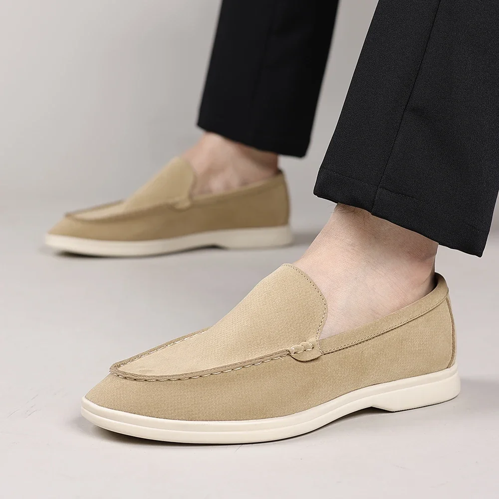 2025 Deer Leather Casual Men's Shoes Big Size 48 Versatile Comfortable Work Shoes Driving Loafers Suede Leather Formal Flats - Image 7