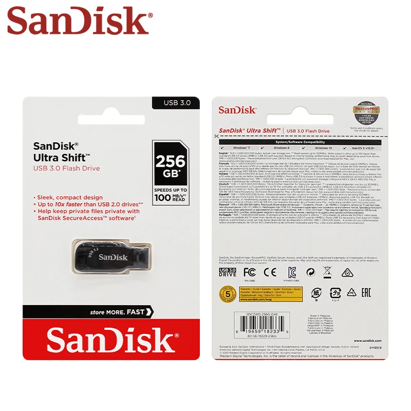 USB 3.2 Black Flash Drive SanDisk Ultra Shift Pen Drive 32GB 64GB 128GB 256GB… - Image 5