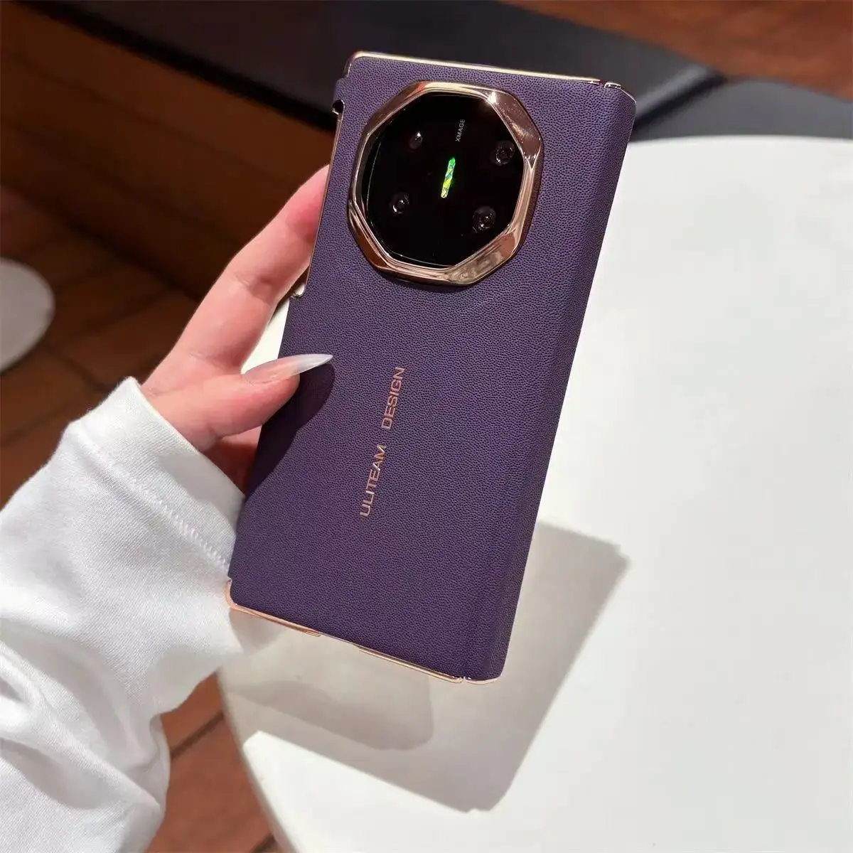 Luxury leather Suitable for Huawei Matext magnetic phone case with lychee pattern three Fold hard shellHuawei MateXTs phone case - Image 8