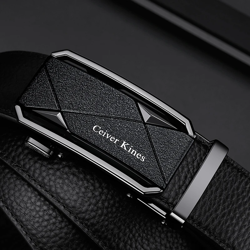 2026 Fashion Men's Belts Cowhide Leather Automatic Buckle Belts High Quality Business Casual Belt