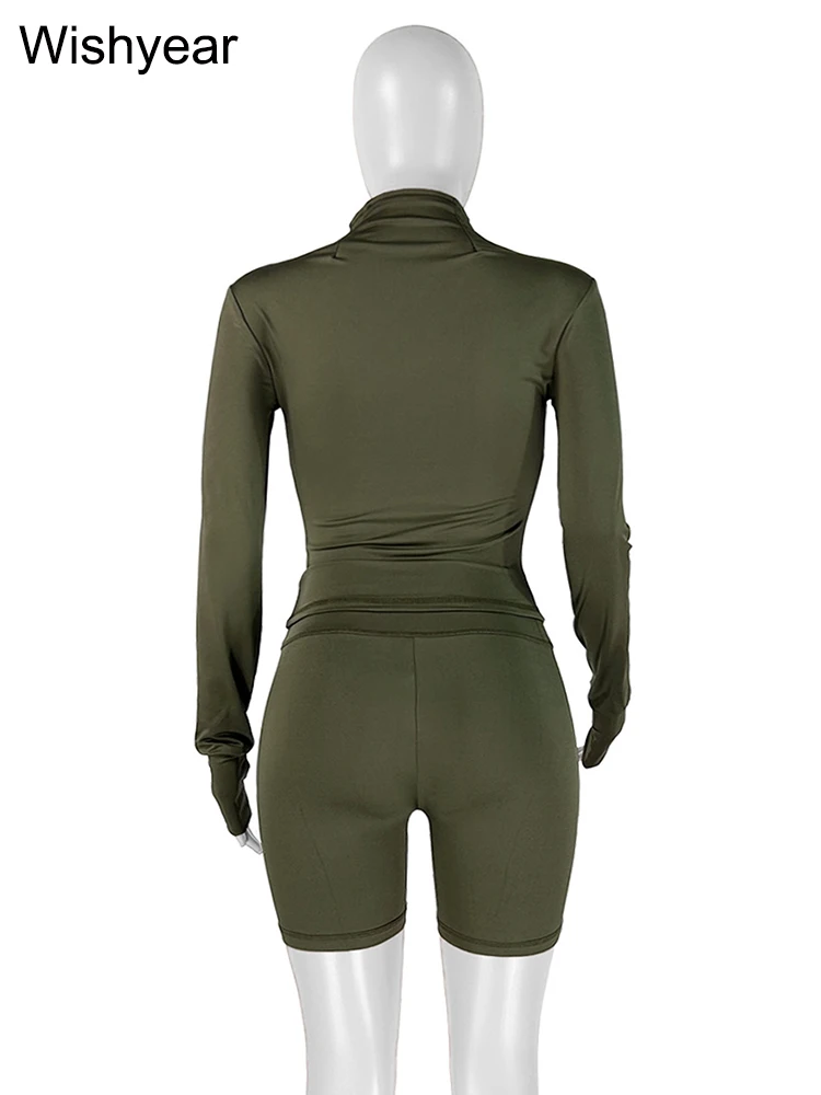 Tracksuit Sales Women Green Two 2 Piece Set Spring Fall Long Sleeve Zip Jacket Top… - Image 5