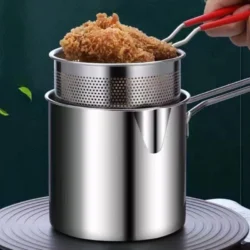 304 Stainless Steel Deep Fryer With Frying Basket Multifunction Small Pot For…