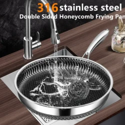 316 Stainless Steel Honeycomb Frying Pan Steak Cooking Flat Bottom Wok Induction…