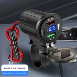 Multi Ports USB Car Charger PD QC3.0 USB Charger Socket with Digital Voltmeter…