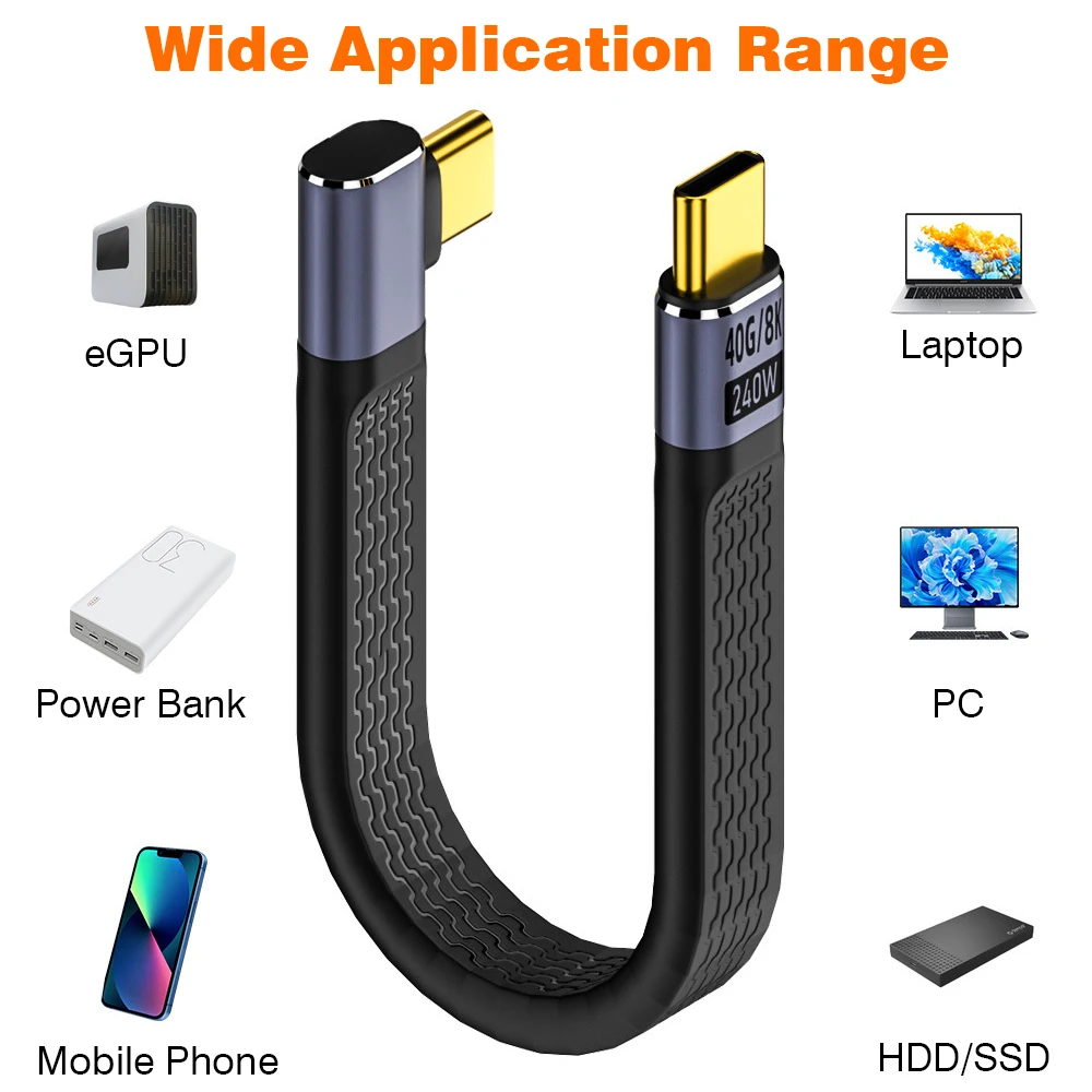 USB4 Elbow Short Cable 13.5cm Thunderbolt4 Type C Cable 40Gbps PD240W Charging… - Image 6