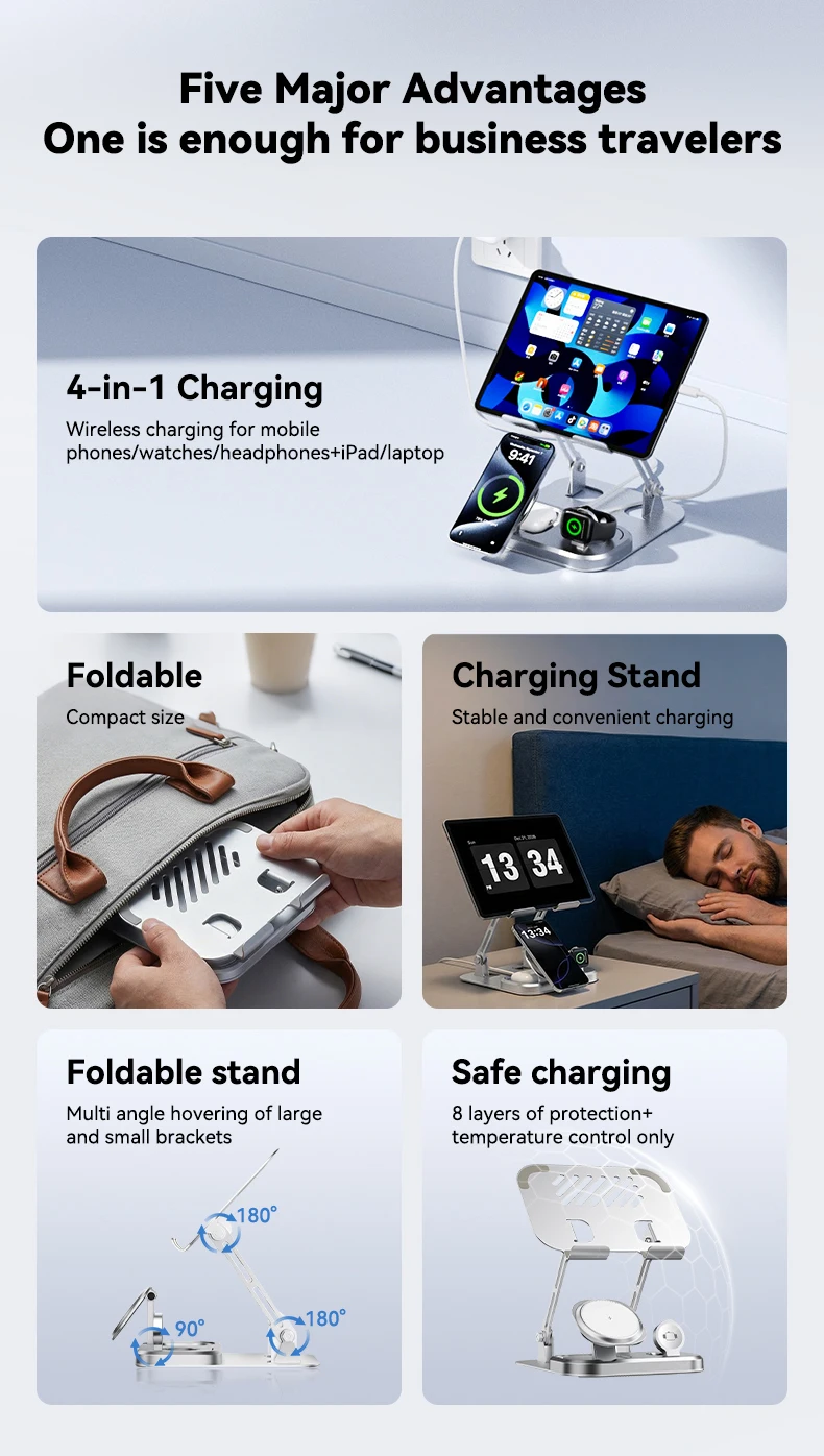 Foldable Magnetic Wireless Charger Stand Type-C 30W Fast Charging Station Phone… - Image 9