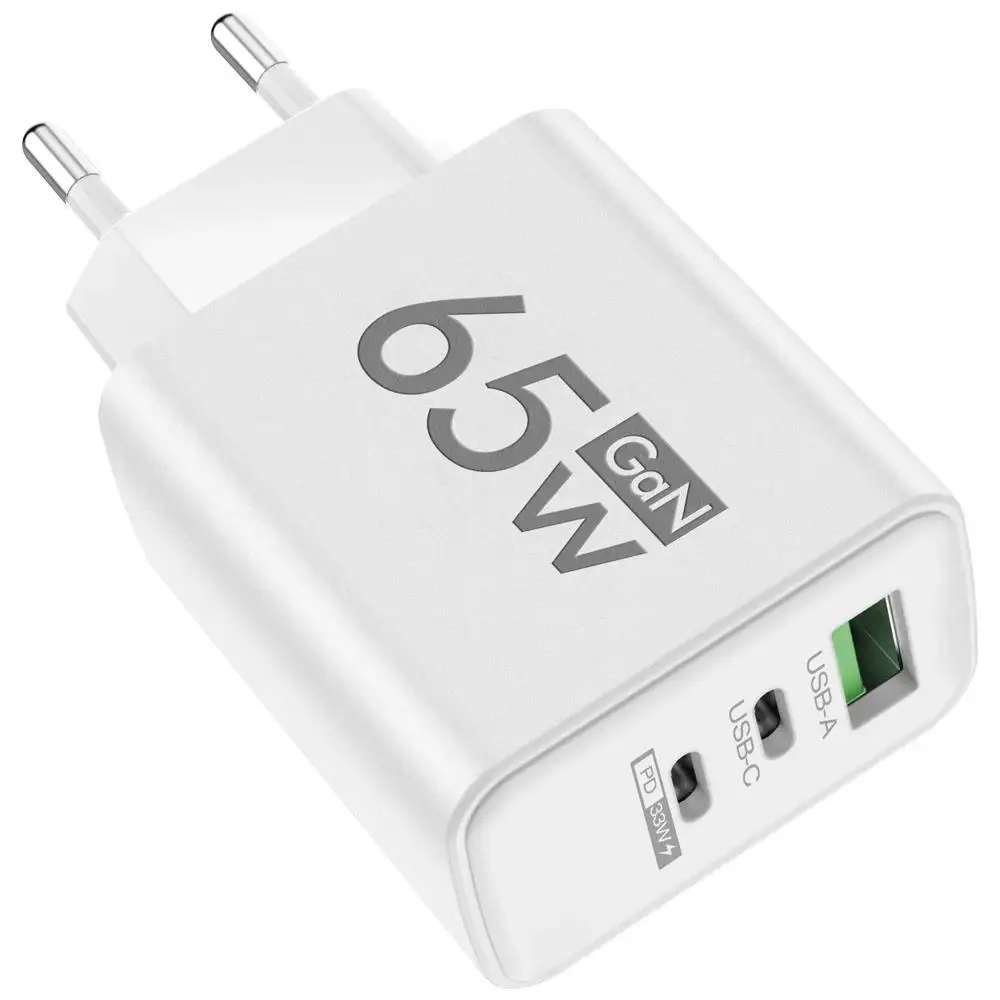 65W GaN USB Charger 3 Ports PD Type C Charging EU Plug Travel Wall Adapter USB C… - Image 7